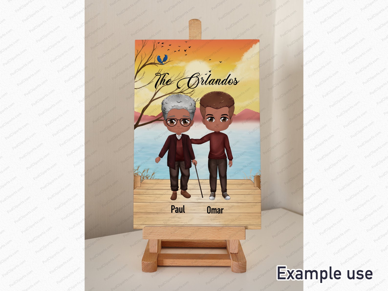 Chibi Father Day and Son Clipart PNG, Custom Family Portrait, Dad, Son ...