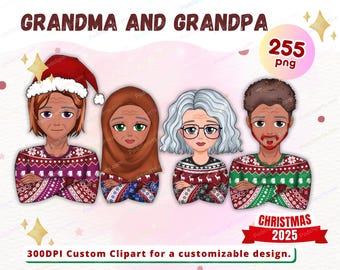 Großeltern Weihnachten Clipart PNG, Familie Arm Kreuz Clipart, kommerzielle Nutzung, Großvater Großmutter Großeltern Tag - CA375