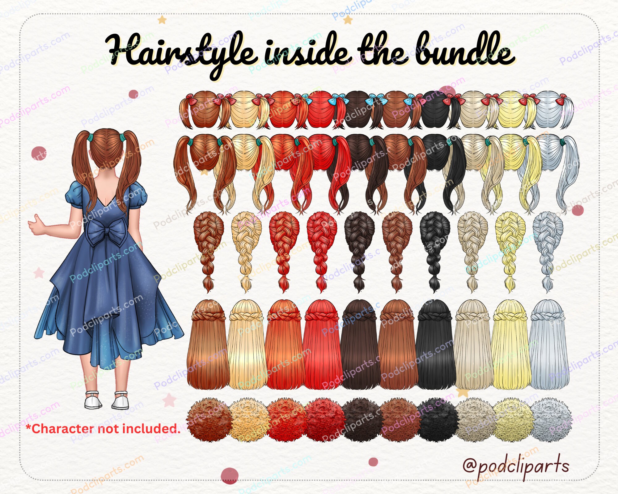 Girls Hair Clipart, Kids Clipart, Hairstyles Clipart, Infant Baby ...