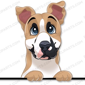 American Leopard Hound Cartoon Dog Portrait, Labrador Dog Drawing Png, Dog Clipart, Dog lover png,Dog Face Digital Clip Art,Peeking Dog-IL17