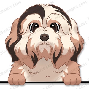 Havanese Dog Clipart, PeekABoo Dog, Cartoon Pet Portrait, Pet Cartoon, Cartoon Dog, Dog Portrait, Pet Drawing,Dog Face Digital Clip Art-IL61