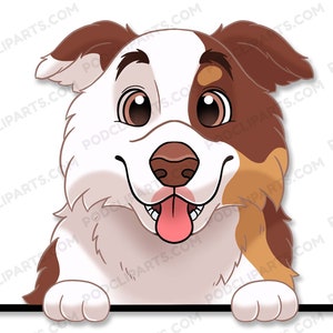 American Shepherd Dog Face Digital Clip Art,Pet Portrait,Dog portrait Painting,Cartoon Dog Portrait,Digital Dog Art,Pet Digital Clipart-IL34