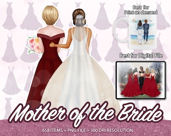 Mother of the Bride Clipart, Wedding clipart, Bride png, Bridesmaid Clipart,Best Friends Clipart,Maid of honor Clipart,Marriage Clipart-CA61