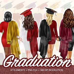 Graduation Girls Clip Art, Graduate Congrats Clipart, High School Clipart,Students Graduation,Classmates Clipart,College Senior Clipart-CA19