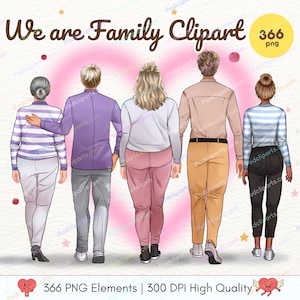 Fashion Illustration Mother&#39;s Day Family Portrait Clipart, Gift for Mom Clipart, Mom with Kids Clipart, DIY Free Commercial Use - CA461