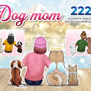 Migliori amiche ragazza con cane Clipart Cani e ragazza PNG, cane seduto davanti, migliori amici e clipart amante degli animali domestici, clipart di famiglia, mamma cane - CA278