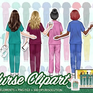 Nurses Clip Art, Custom Nurse Portrait, Doctor Clip Art, HealthCare Clipart, Hospital Clipart, Doctor Nurse Clipart, Nurse Clipart PNG -CA23