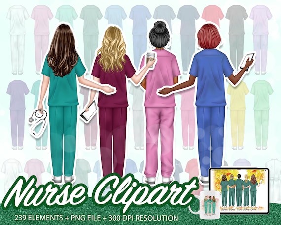 Nurses Clip Art, Custom Nurse Portrait, Doctor Clip Art, HealthCare Clipart, Hospital Clipart, Doctor Nurse Clipart, Nurse Clipart PNG -CA23