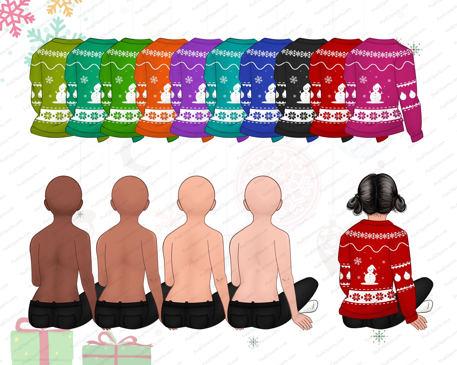 Mom and Daughter Clipart Christmas Family Mother Daughter - Etsy