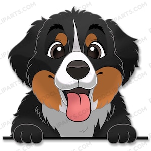 Bernedoodle Cartoon Dog Portrait, Dog Drawing Png, Dog Clipart, Dog lover png, Dog Face Digital Clip Art,Doodle Dog,Peeking Dog Clipart-IL30