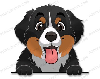 Bernedoodle Cartoon Dog Portrait, Dog Drawing Png, Dog Clipart, Dog lover png, Dog Face Digital Clip Art,Doodle Dog,Peeking Dog Clipart-IL30