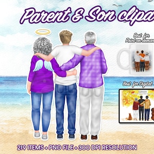 Parents and Son Clipart, Dad Mom and Son Clipart, Family Clip Art, Mom Clipart, Dad Clipart, Parents Clipart,Custom Family Portrait PNG-CA98