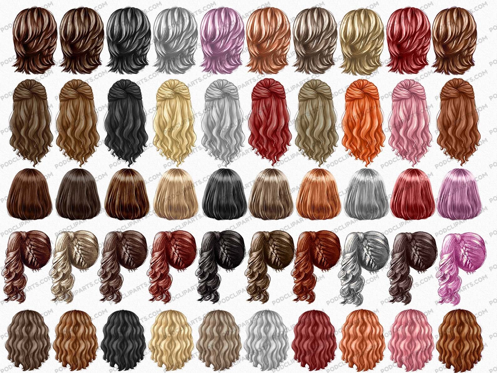 Natural Hair Woman Clipart, Female Hairstyles Clipart, Hair Clipart ...