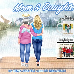 Mother Daughter Clipart, Mom Clipart, Daughter Clipart, Best Mom,Black Mother Clipart,Mom and Daughter Clipart,Mother’s Day Clipart PNG-CA95