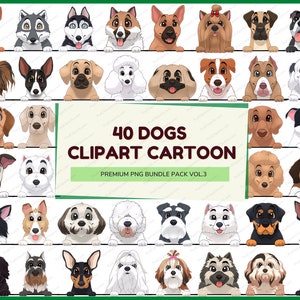 40 Bundle Peek A Boo Dog American Cartoon Style Clipart, Anime Pet Portrait, Puppy Digital Art,Pet Portrait, peeking dog PNG VOL.3 - CA199