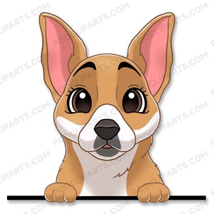 Basenji Dog Clipart, Cane di piccola taglia, PeekABoo Dog, Cartoon Pet Portrait, Pet Cartoon, Cartoon Dog, Dog Portrait, Pet Drawing, Dog Face Digital-IL53