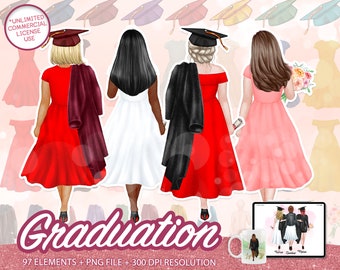 University clipart, Students Graduation, Graduation Clipart, Graduating Girls Clipart, School Clipart, College Clipart,Graduating girls-CA20