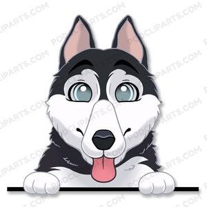 Siberische Husky Dog Face Digital Clipart, Pet Portrait, Dog portrait Painting, Cartoon Dog Portrait, Digital Dog Art, Pet Portrait van Photo-IL97