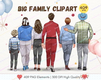 Stand Big Family - Rodzinny Ojciec Clipart, Projekt Dzień Matki Png, Rodzice Clipart, Pomysły Na Prezenty, Dzień Ojca, Niestandardowy Portret Rodzinny - CA459