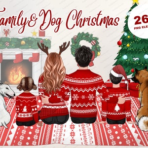 Christmas family clipart dogs, Big Family, Holidays Clipart, Winter Dog clipart, Cozy Winter, Best friends clipart, Dog Parent PNG-CA150