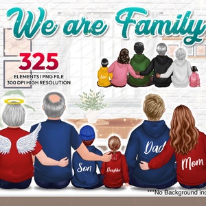Mega bundle custom family sitting portrait clipart PNG, family reunion, parents illustration, best mom, best dad, create a family - CA281