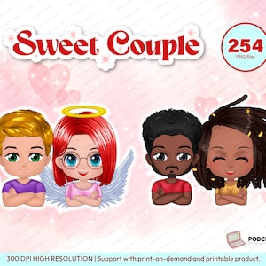 Cute Chibi Women, Men couple Clipart PNG, Best friend clipart, Male and Female, women, men Custom clipart, personalized clipart png - CA319