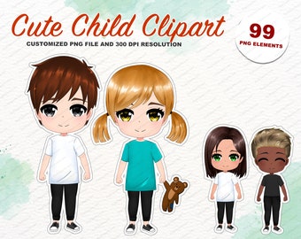 99 Bundle cute family Children clipart, boy and girl clipart best friend, daughter and son, kindergarten png for customizable family - CA186