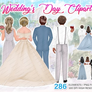 Married Couple Wedding Day Bride and Groom DIY Clipart PNG, Just Married Clipart,Marriage bridal illustration invitation PNG - CA242