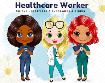 Imágenes Prediseñadas de Chibi de enfermera, imágenes prediseñadas de enfermera, enfermera afroamericana, imágenes prediseñadas de moda de matorrales médicos, enfermeras con curvas, imágenes prediseñadas de atención médica, enfermera PNG-CA101
