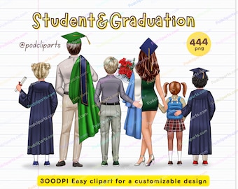 Graduation Clipart Girls Graduate students Congrats Graduation Toga Hat Graduation Girls Grad College Senior Best Friend Girls Grad - CA440