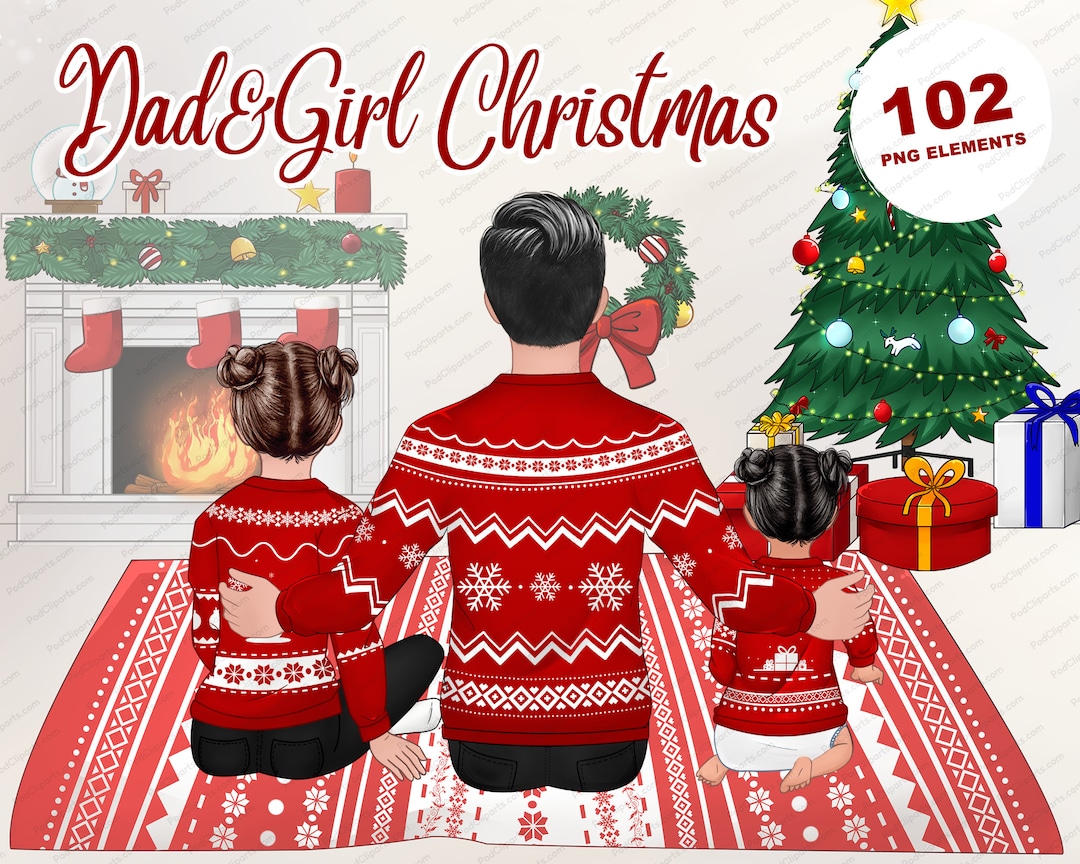 Father and Daughter Christmas Clipart,dad Daughter Clipart,holiday