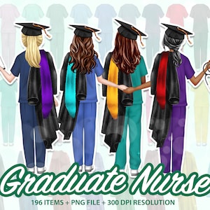 Nurse Graduation Clipart, Nurse Clipart, Nurse Grad, Nurse Graduation Gift, Nursing Student Gift, New Nurse, Nursing School Graduation -CA65