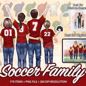 Fußball Familie ClipArt, Sport Familie Kunst, benutzerdefinierte Fußball Familie, benutzerdefinierte Porträt, Sport Team, Sport Clipart, Fußball Jerseys Clipart - CA50