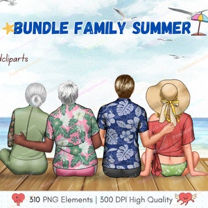 Sommer Familie Clipart, Familie Strand Clipart, Bruder Schwester Clipart, paar Clipart, Bikini Clipart, Sommer Kinder, Instant Download - CA506