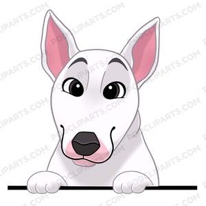 Bull Terrier Dog Clipart, PeekABoo Dog, Cartoon Pet Portrait,Pet Cartoon,Cartoon Dog,Dog Portrait,Pet Drawing,Dog Face Digital Clip Art-IL50