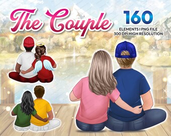 Couple sitting clipart PNG, Best friend clipart, Male and Female, Custom clipart, boyfriend and girlfriend clipart, Valentine Day - CA277