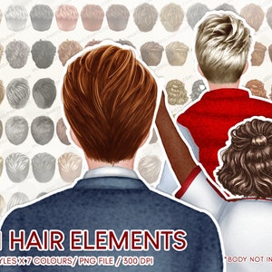 Male Hairstyles, Hair Clipart,Man Hairstyle Clipart,Natural Hairstyle,Natural Hair Clipart,Curly Hair,Men Hair Clipart,Digital Download-CA05