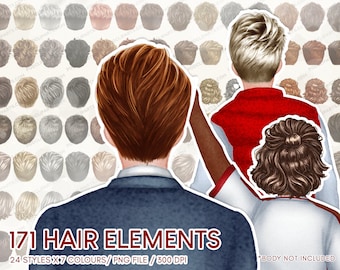 Male Hairstyles, Hair Clipart,Man Hairstyle Clipart,Natural Hairstyle,Natural Hair Clipart,Curly Hair,Men Hair Clipart,Digital Download-CA05