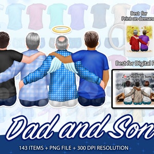 Father's Day Clipart, Elderly Father, Grandfather Clipart, Dad Clipart, Father and Son, Dad Son Clipart, Parents Clipart,Family Clipart-CA57
