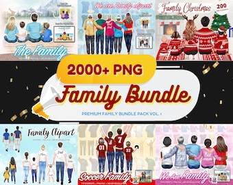 2000+ Custom Family Portrait Bundle Clipart, Family Figures, Dad Mom Children, Sitting clipart, PNG Customizable family - CA244