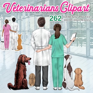 Personalised Vet Clipart PNG for Print, Vet gift, Doctor print, Customized portrait, Veterinary doctor nurse gift thank you gift - CA256