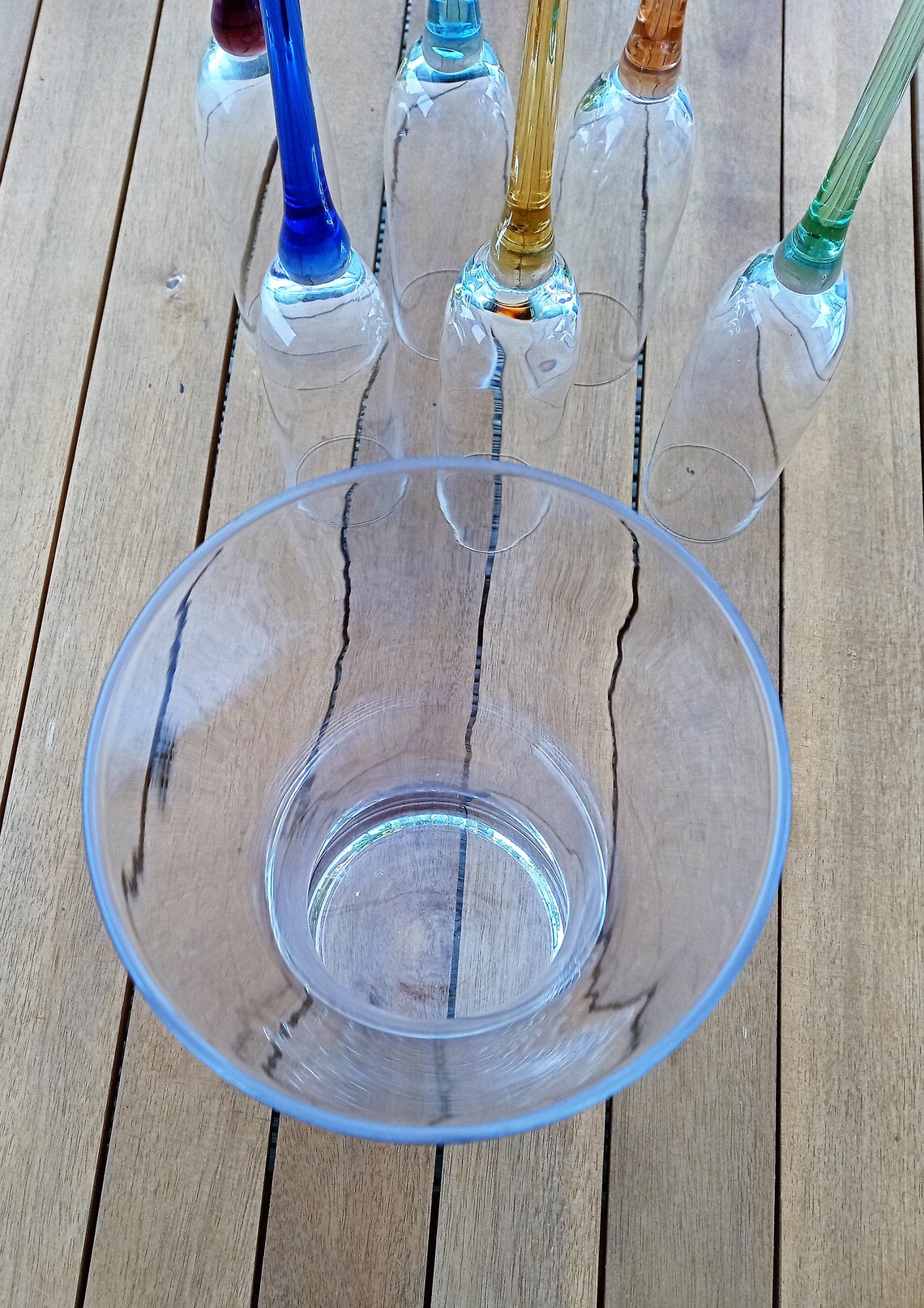 Set of 6 long steam vine glasses and a vase Coloured glass Etsy