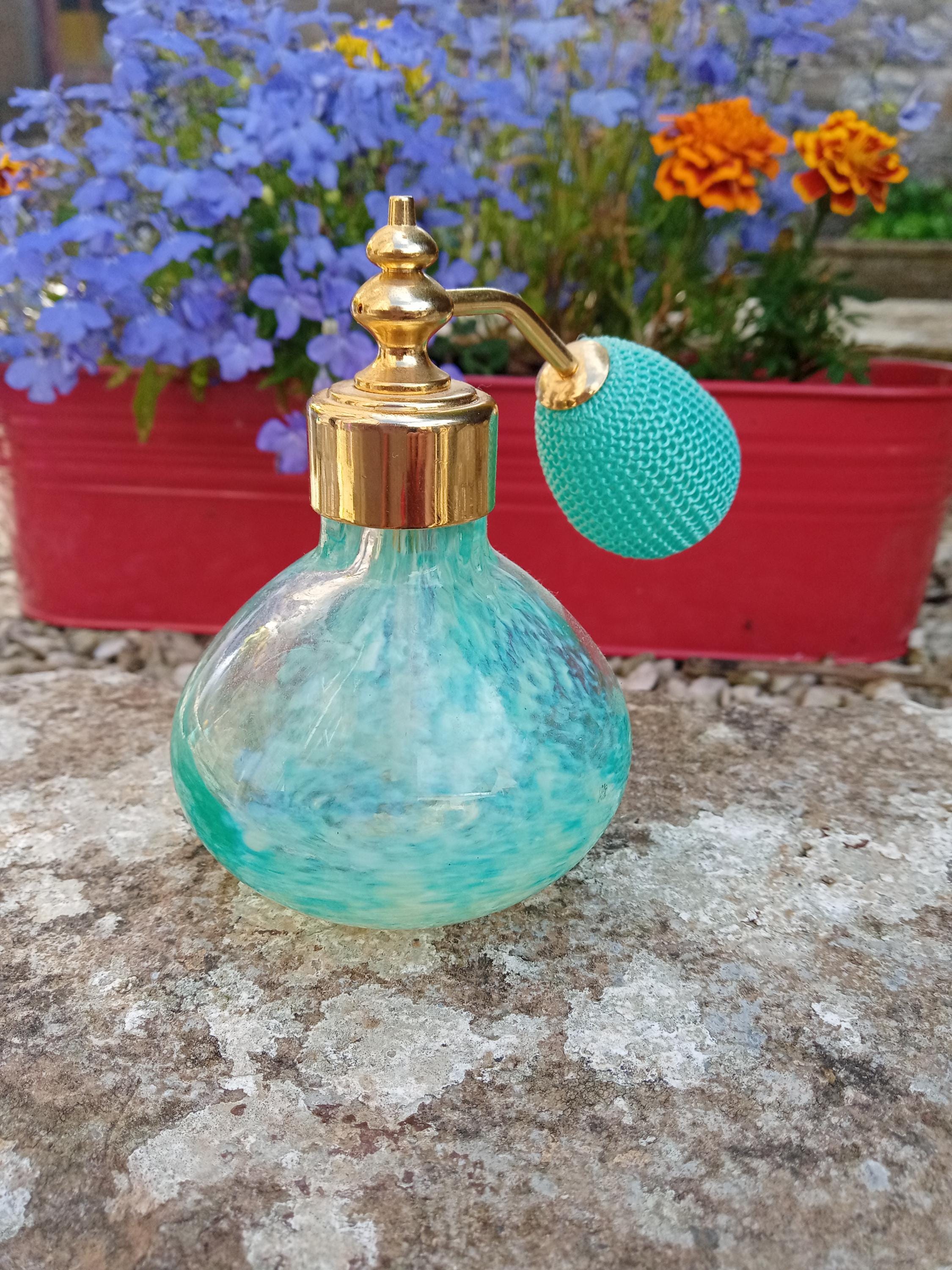 Vintage Caithness Glass Perfume Bottle, Turquoise Glass Perfume