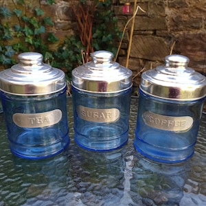 Glass containers, vintage glass storage boxes