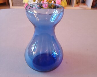 Blue glass vase, Clear blue flower glass vase, f