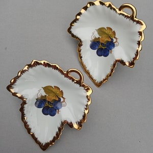 Vintage Limoges Set mit zwei Schmuckschalen, Ahornblatt förmigen Bonbon Schmuckschalen