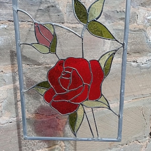 Glasmalerei-Panel, Vintage Glasmalerei-Rosen-Sonnenfänger