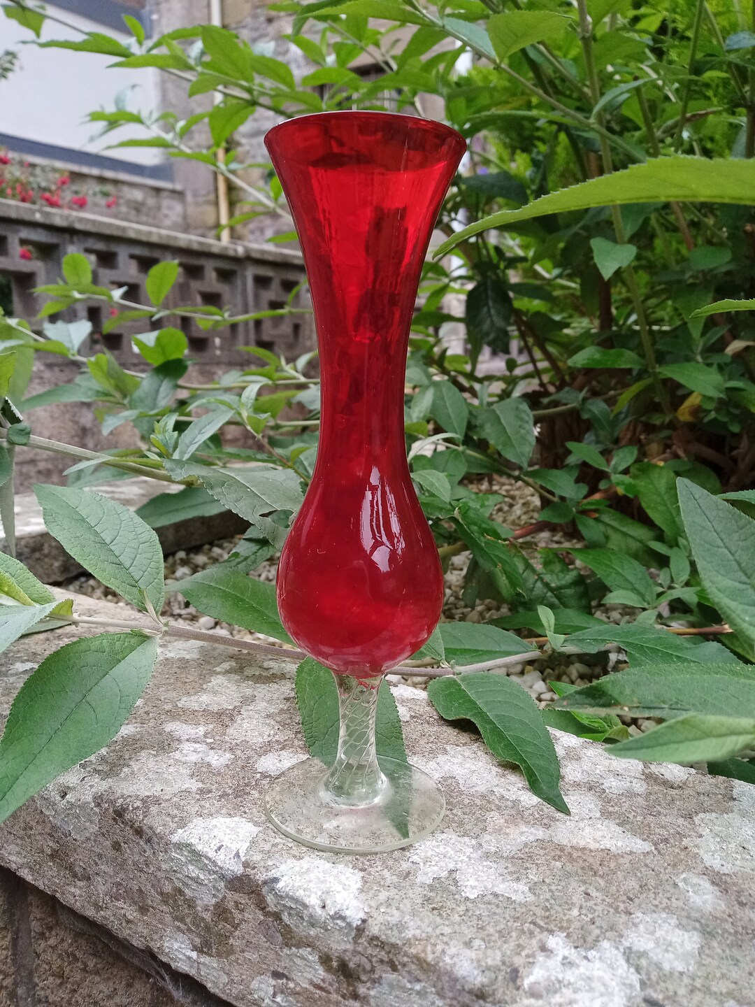 Red Glass Vase Handmade Glass Vase Etsy