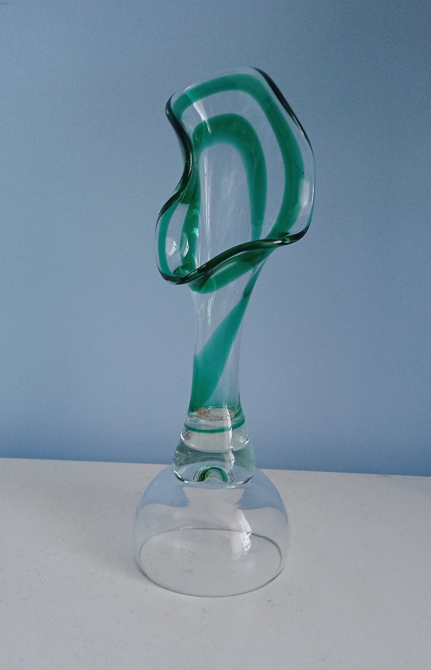 Handmade Clear Glass Vase Unique Glass Vase Etsy