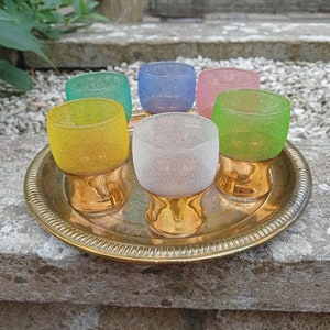 Sherry glasses, Vintage Set of 6 glasses and a tray
